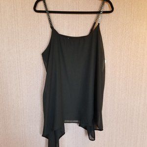 Bias Cut Chiffon Tank Top with Chain Straps